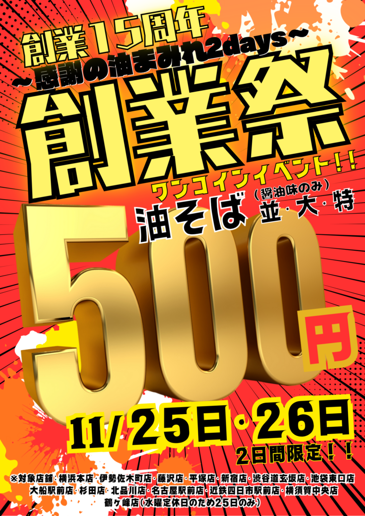 15周年ワンコインイベント